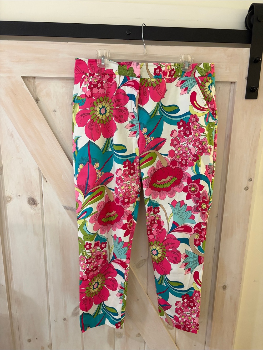 Trina Turk Bright Floral Print Stretch Bottoms - Pink & Teal